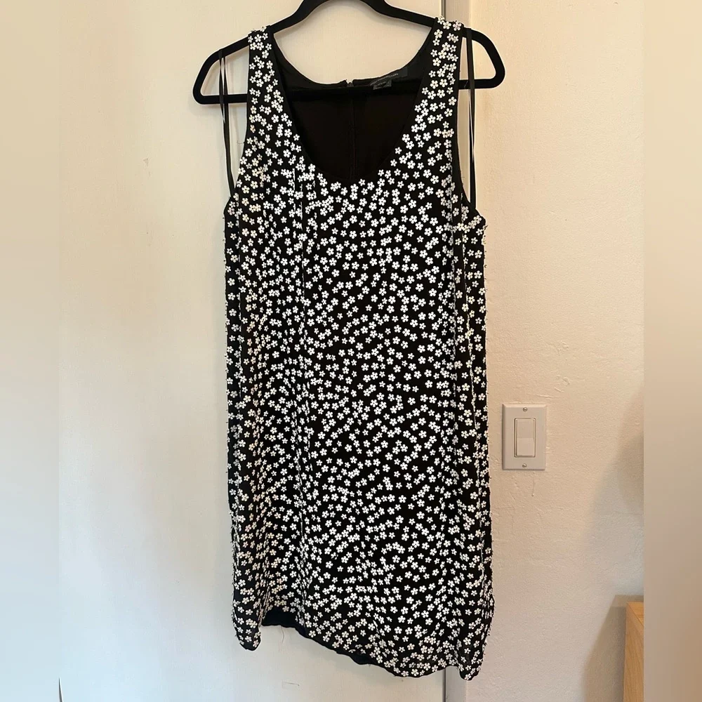 French Connection Dorothy Drape Beaded Floral Dress Size 12 - Picture 3 of 9